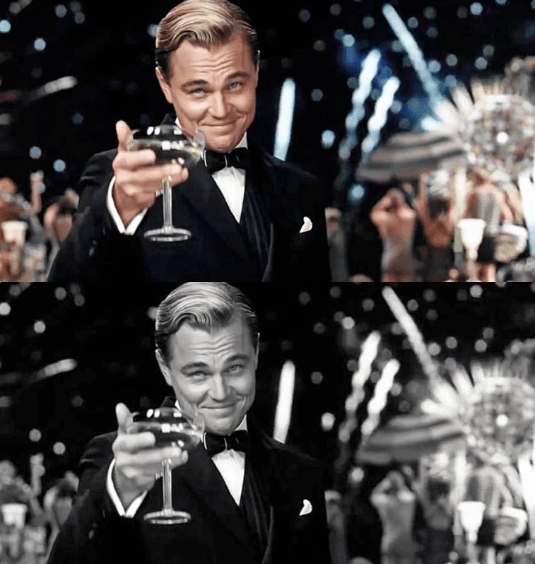 Jay Gatsby holding wine class in normal color and duotone. Jay Gatsby holding wine class in normal color and duotone.