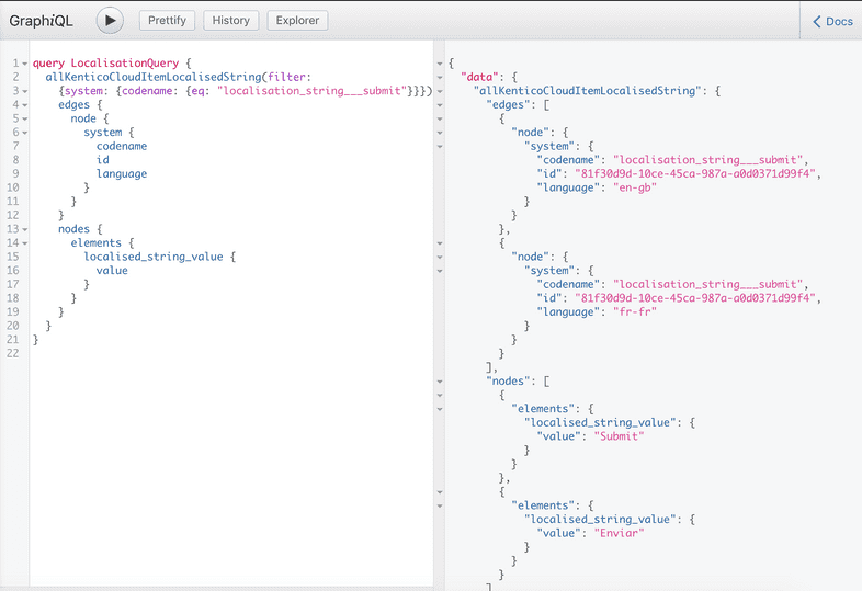 GraphiQL retrieve language nodes localized strings condition code name