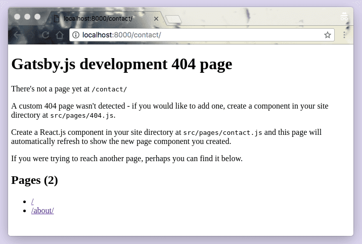 Gatsby 的 404 开发页面
