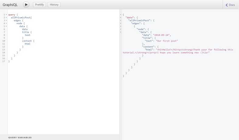 Prismic Index Query