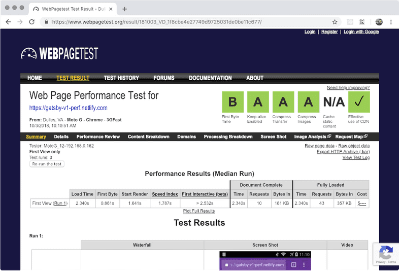 WebPagetest v1