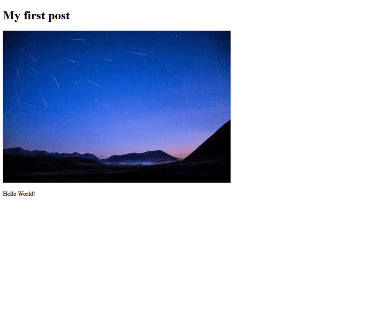 Screenshot of rendered blog post with featured image